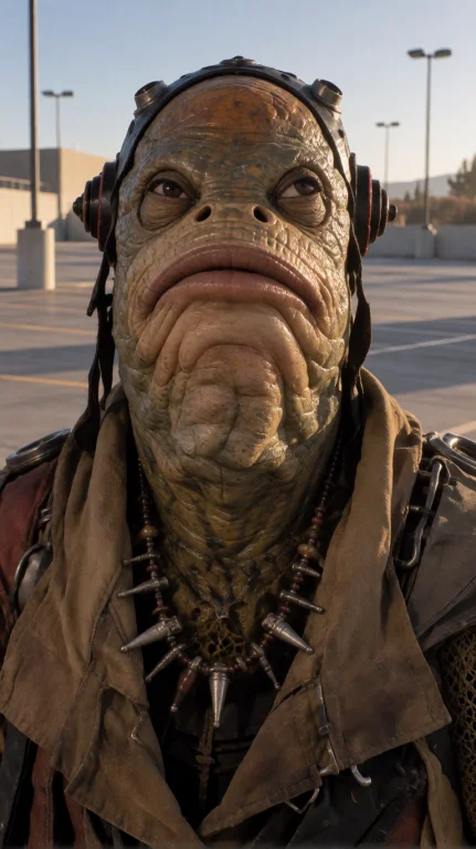 Shyng Alien Man, Close-up Portrait, Eye-level, Head Tilted S...