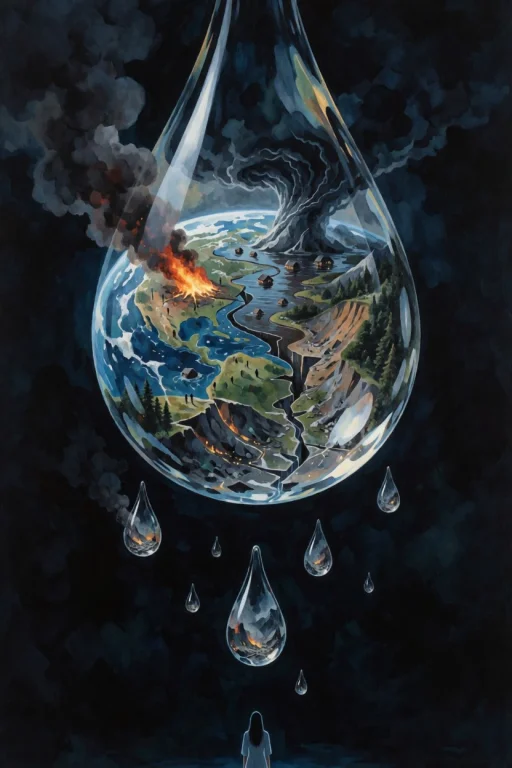 Surreal Fine Art Painting Of One Enormous Crystal Clear Tear...