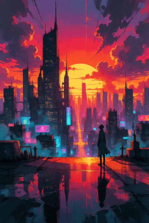 Strangedaal. A Breathtaking Cinematic Sunset Over A Futurist...