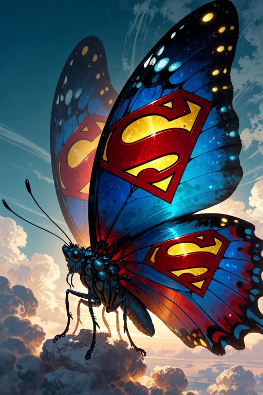 , A Butterfly With Superman Crest Patterns On Its Wings Soar...