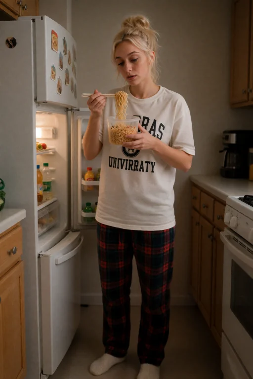 Sashamiller. Standing In Her Small Kitchen Late In The Eveni...