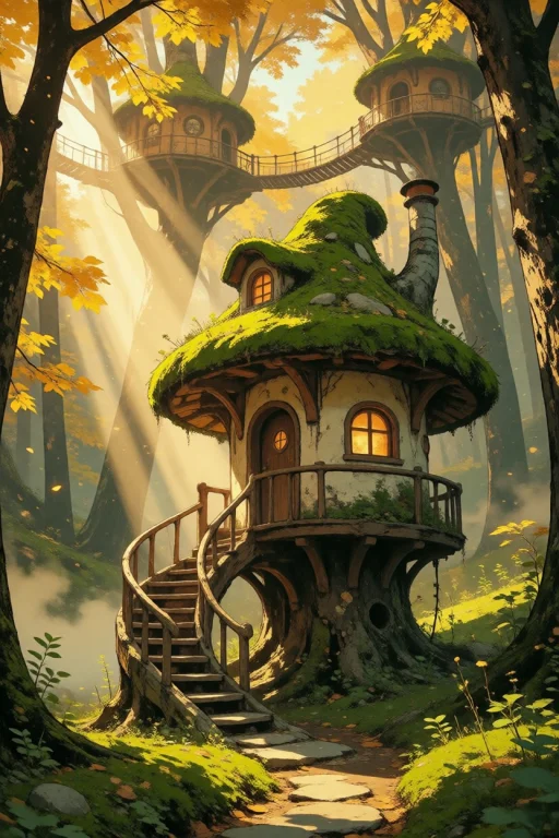 Nature, A Whimsical, Mushroom-shaped Cottage With A Mossy, C...