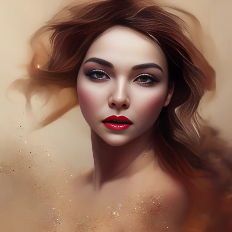Oldjourney Woman Dissolving Into Liquid Oil Paint, Wind And...