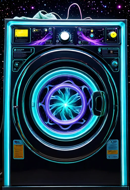 Photorealistic, Front-load Washing Machine Window At Night,...