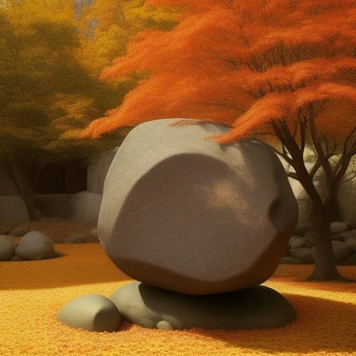, Autumn, ,tree, Rock,, Filed, Stone,