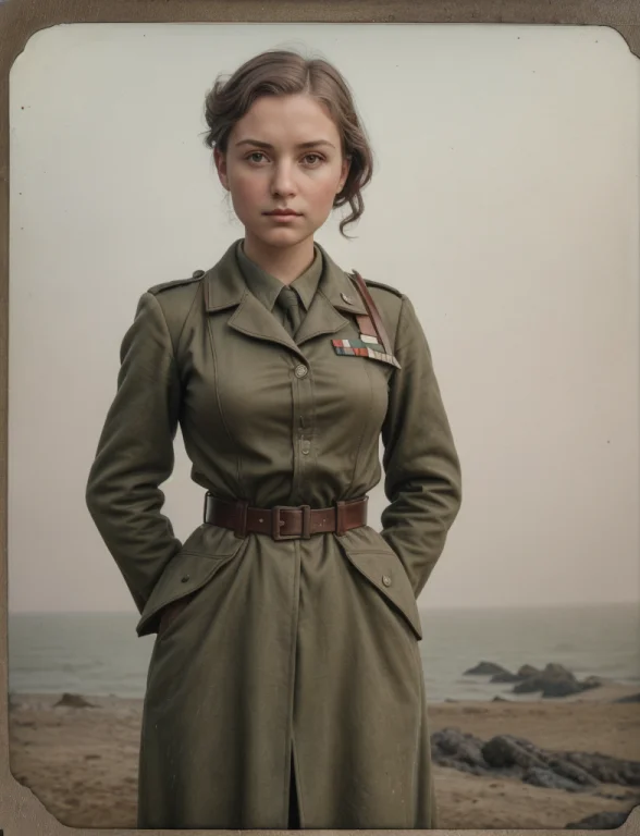 Faded Polaroid Photo, 1943, Normandy, French Atlantic Coast,...