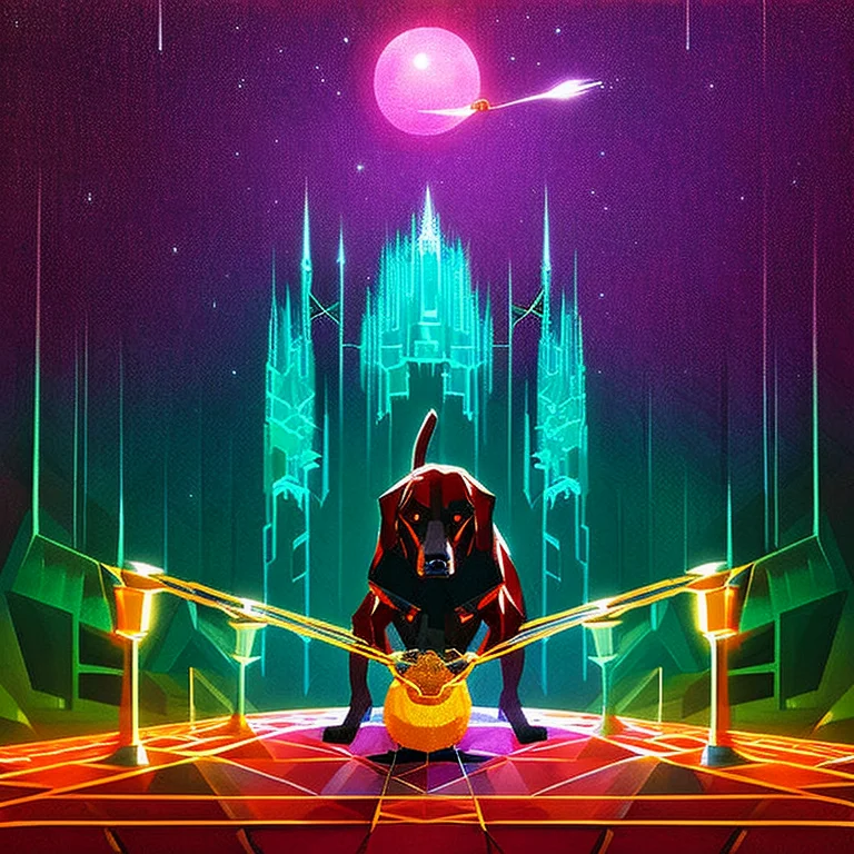 A Dog Eating Spaghetti, Paintedabstract-768