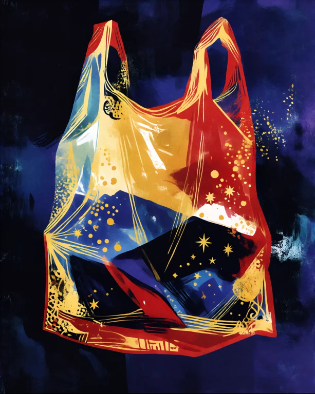 A Translucent Plastic Shopping Bag Suspended In Mid-air Bill...