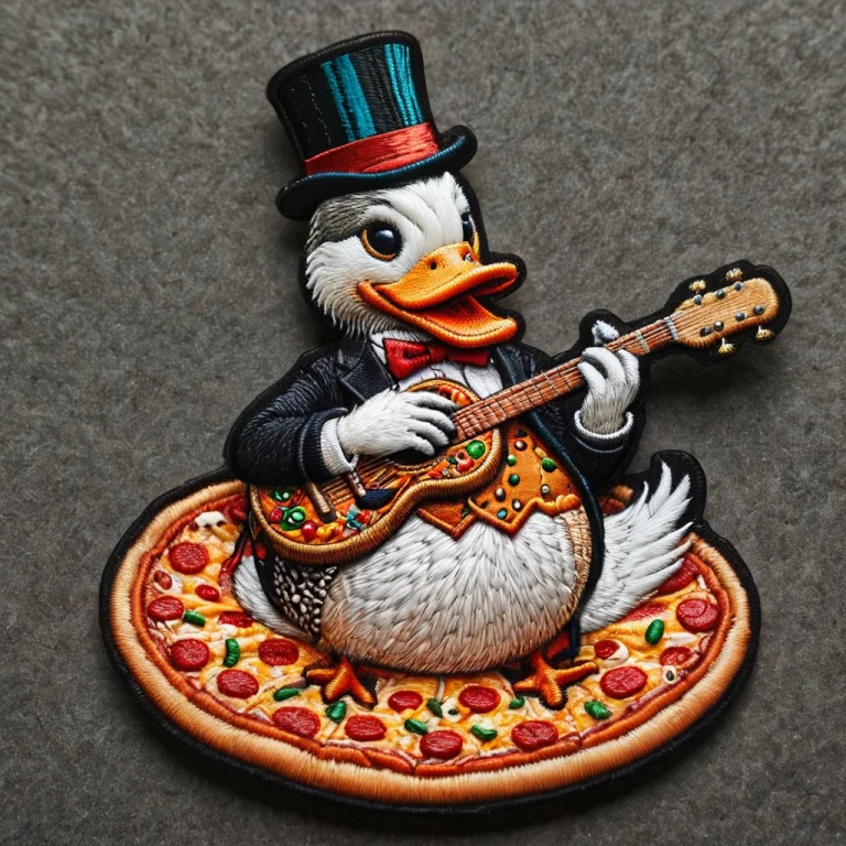 Ral-embroideredpatch A Dapper Duck Wearing A Top Hat, Playin...