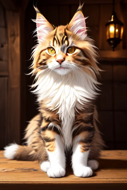 Modelshoot Style, 8k, Portrait Of A Cute Maine Coon Cat Sitt...