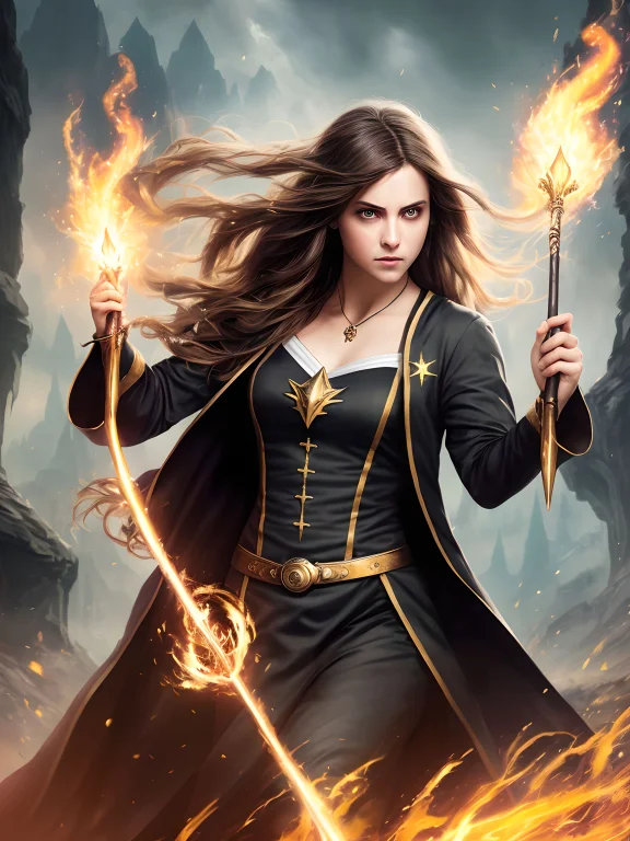Photorealistic Photo Of A Handsome Young Female Wizard, Blac...