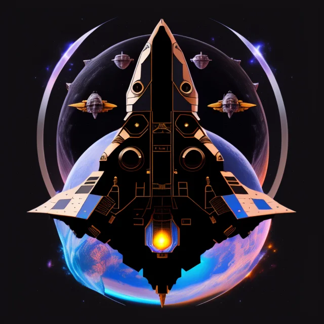A Spaceship On A Black Background1.4 As T-shirt Logo In The...