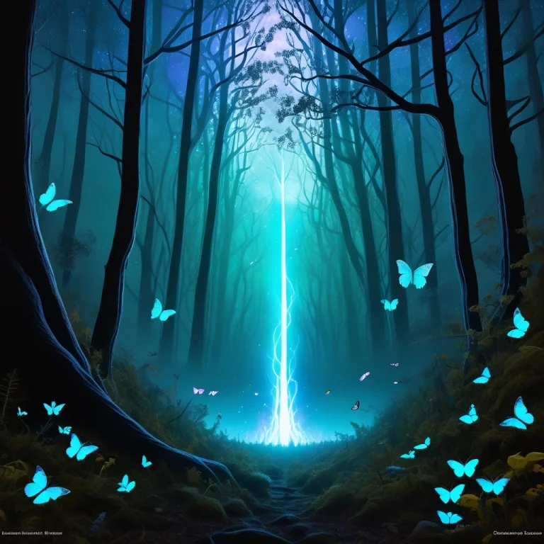 An Enormous Ancient Alien Forest At Midnight Filled With Tho...