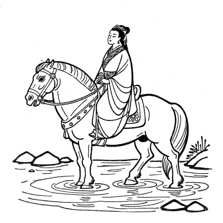 Zxybaimiaostyle, A Woman In Traditional Chinese Robes Riding...