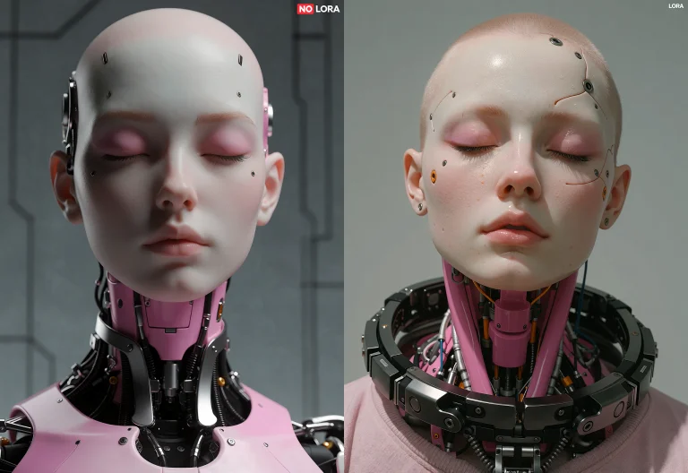 Cyberbio A Close-up Portrait Of A Humanoid Robot With A Bald...