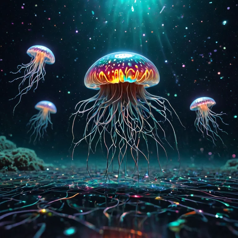 Against A Cosmic Background, Glowing Space Jelly Fish