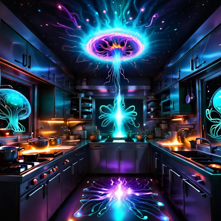 An Alien Kitchen, With Cooks Cooking. Anating From The Subje...