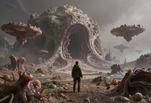 Create A Highly Realistic, Immersive Photograph Of An Entire... — Stable Diffusion AI Prompt: Create a highly realistic, immersive photograph of an entirely alien planet, as...