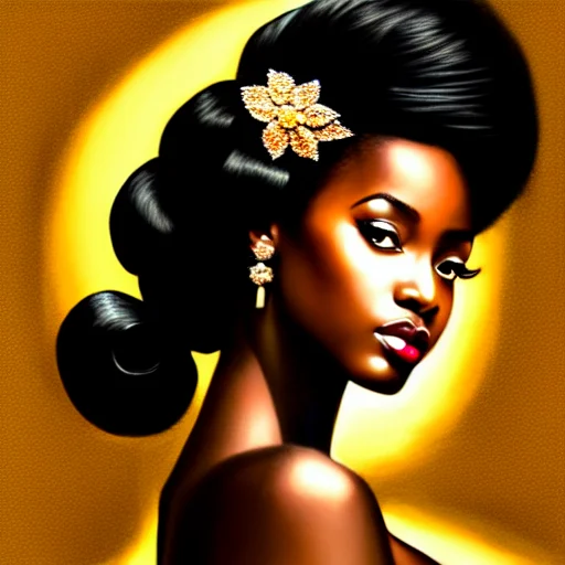 A Beautiful Black African Woman In The Style Of Art Nouveau,...