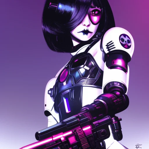 Cute Girl, Threatening Cyborg, Cyber, Punk, Skull, Warhammer...