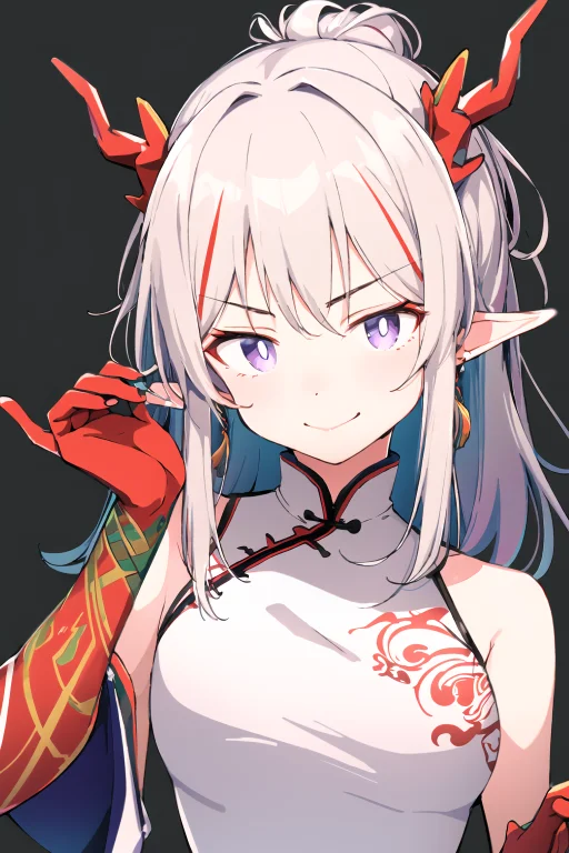 1girl,origen,cowboy Shot,closed Mouth, China Dress, Light Sm...