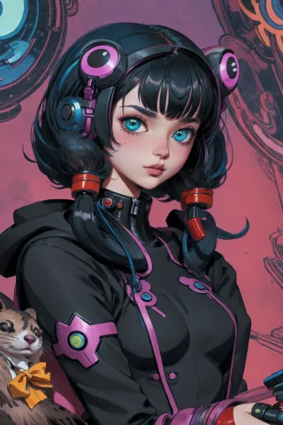 1girl, Loramegu-ed1 Asdf123, By Artgerm And Tim Burton, Cybe... — Stable Diffusion AI Prompt: 1girl, asdf123, by Artgerm and Tim Burton, Cyberpunk Otter, Simple illustration...