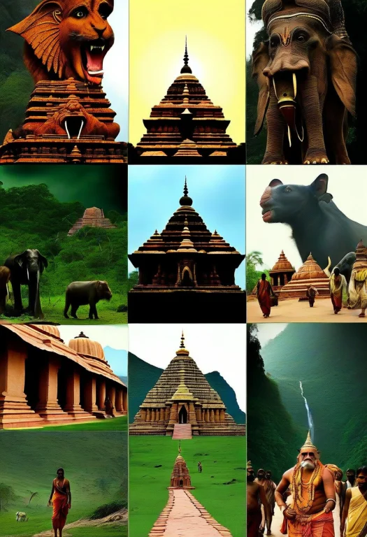 Collage Of Postcards Of Various Hindu And Jain Tirthas Pilgr...