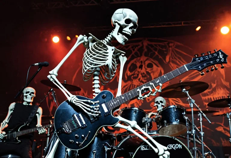 Raw Photo Of A Rock Show, Heavy Metal Skeletons Going Crazy...
