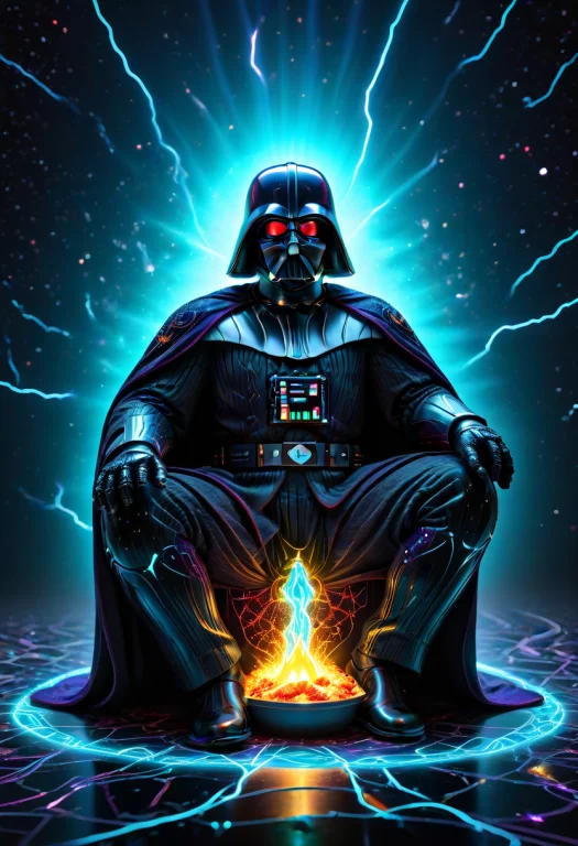 A Colossal, Anthropomorphic Darth Vader, Draped In Intricate...