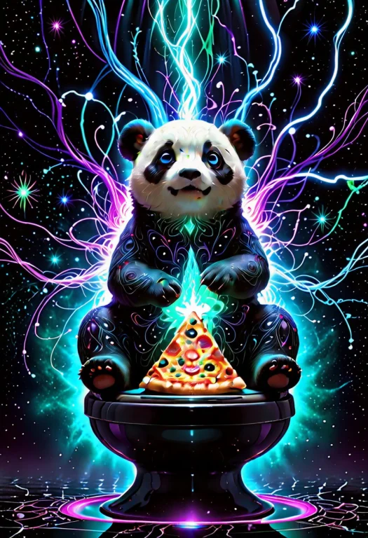 A Panda Sitting On A Toilet Bowl Precariously Balanced On A...