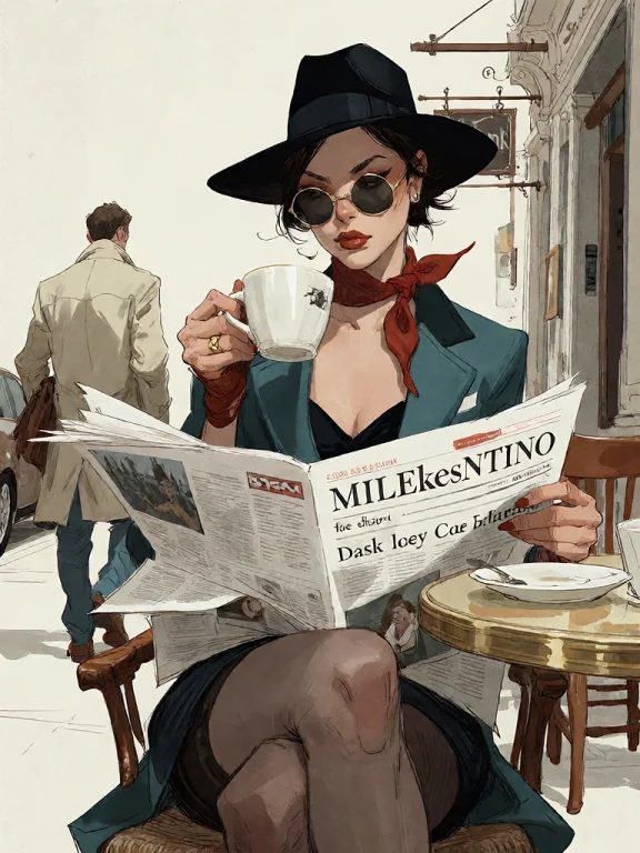 Bradhamel Art Style. A Stylish Woman With Dark Hair, Wearing...