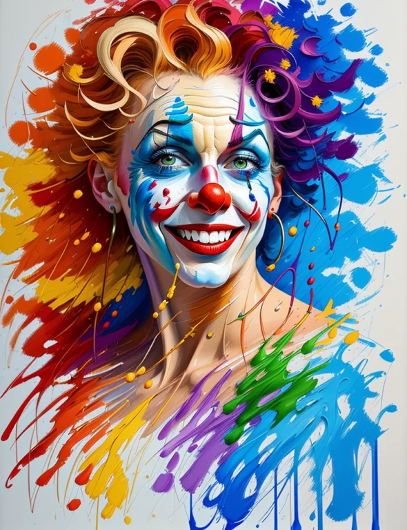 Speed Painting Portrait Happy Clown, Palette Knife Painting,...