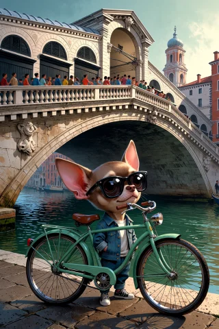 , A Wide Dramatic Establishing Shot Of The Famous Rialto Bri... — Stable Diffusion AI Prompt: , A wide dramatic establishing shot of the famous Rialto Bridge towering ahead i...