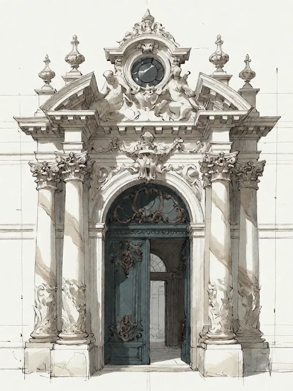 Bradhamel Art Style. A Highly Detailed Architectural Sketch...