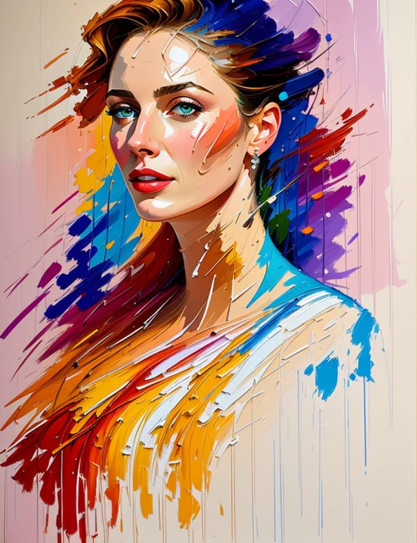 Speed Painting Portrait Of Woman, Palette Knife Painting, Pa...