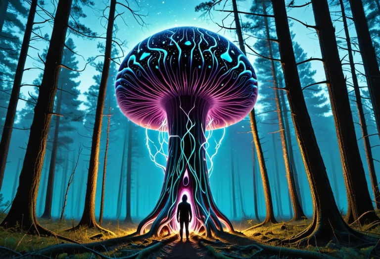 Massive Mushroom-shaped Speaker Stacks Towering Over A Fores...