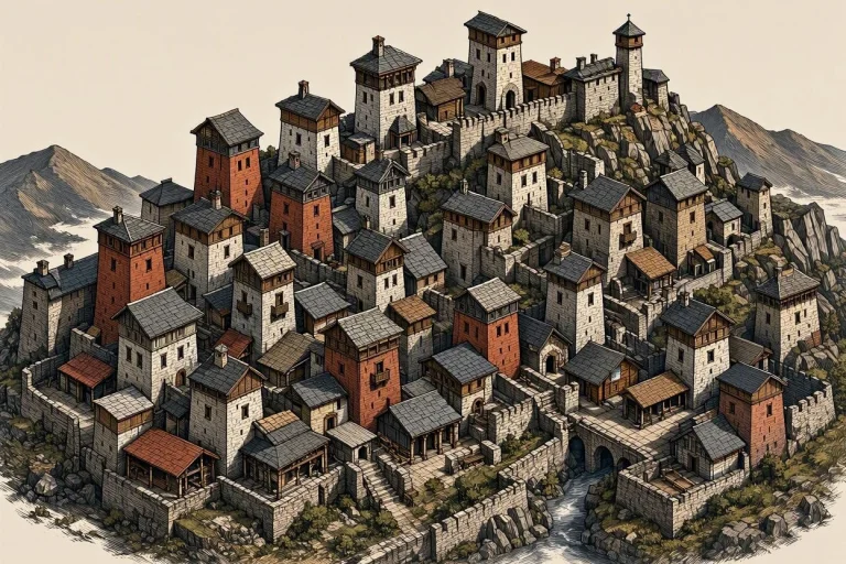 Townscaper Planning Style, Caucasian Chechen Or Circassian F...