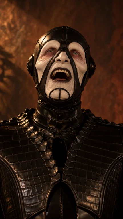 Scrps Alien Man, Chest-up, Frontal, Head Tilted Back, Mouth...