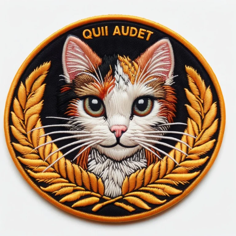 Ral-embroideredpatch A Smirking Cat Emoji, Yellow Fur, Sharp...