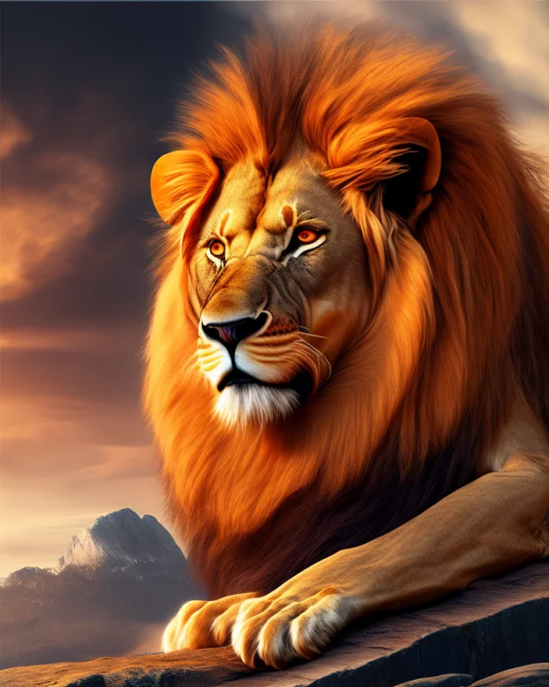 A Lion On A Cliff, Photoreal, Shot Using Sony A7riii Camera,...