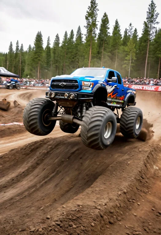 Monster Truck, Jumping, Huge Wide Wheels, Dirt Ramps, Dynami...