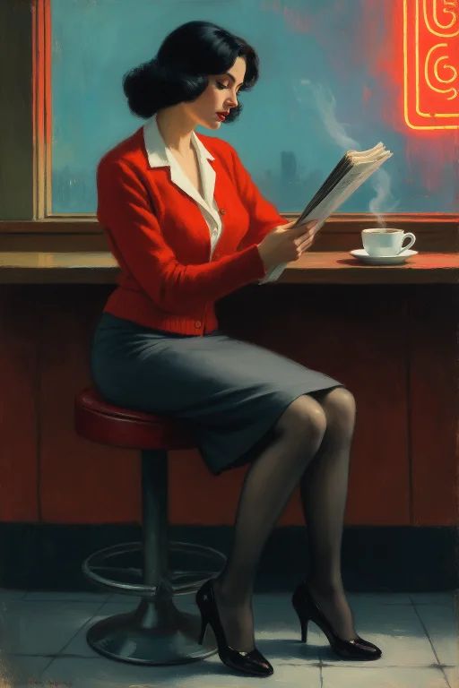 In The Style Of Edward Hopper, Full-body American Realist Po...