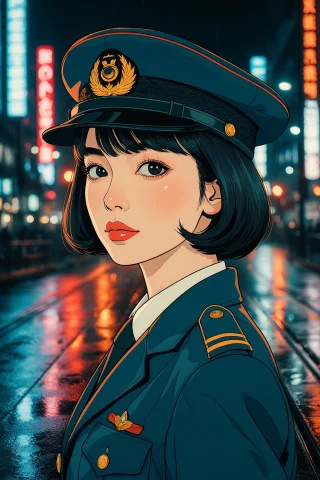 Studio-grade Anime Illustration Layered Over Photographed Re... — Stable Diffusion AI Prompt: studio-grade anime illustration layered over photographed reality, mid-body of a...