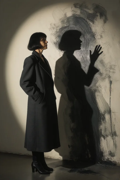 Photographed Woman With A Painted Shadow, Full-body Of A 41-...