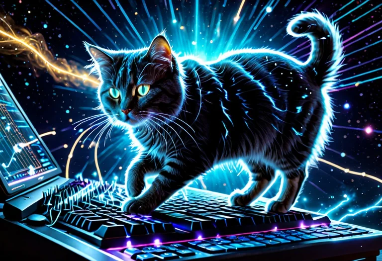 A Fluffy Cat Stepping On A Cosmic Keyboard, Causing A Massiv...