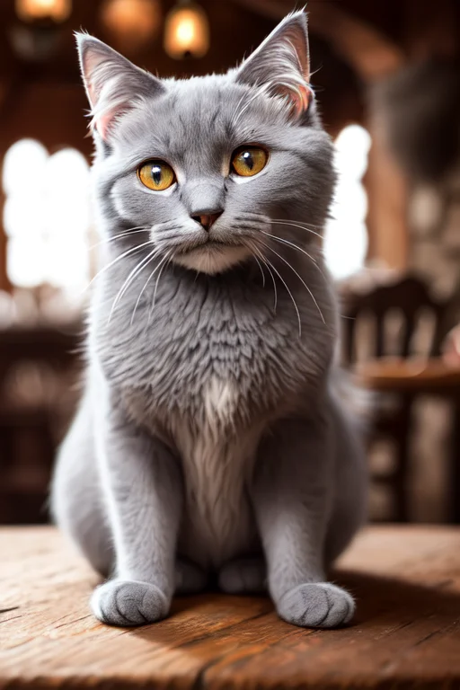 Modelshoot Style, 8k, Portrait Of A Cute Grey Russian Blue C...
