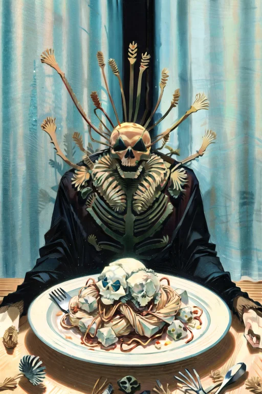 Horror Theme, Plate, Table, Food, Window, Chair, Bone, Tradi...