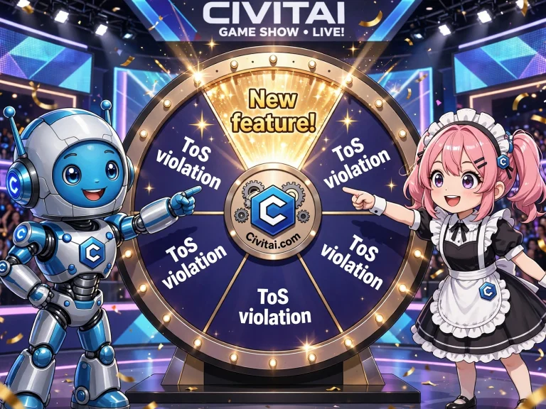 Subject Two Friendly Mascots Representing Civitai.com, Civbo...