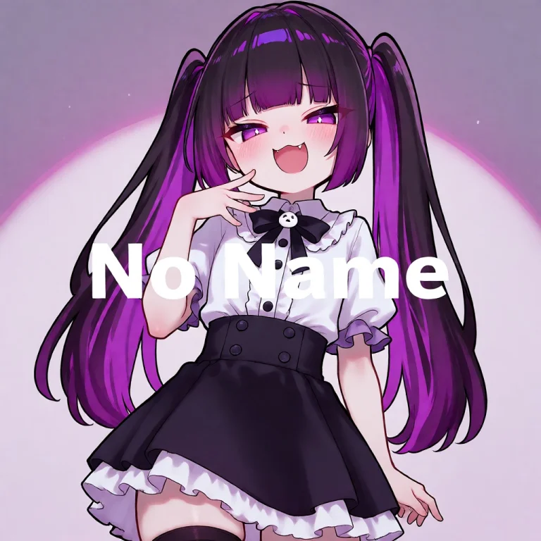 A Girl With Two Purple Ponytails, White Shirt, Black Skirt S...