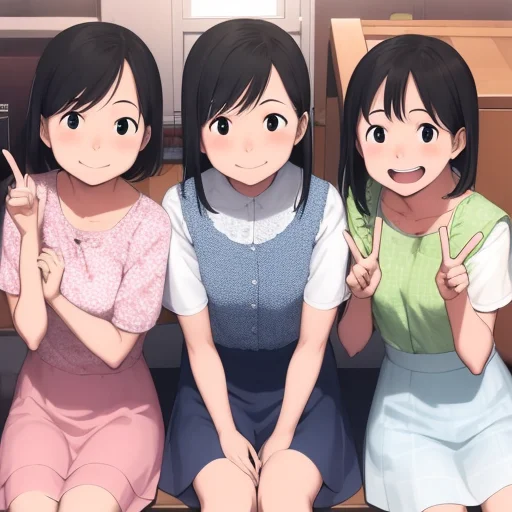 Loratakamichi-style-v111,takamichi Style,3girls,peace Sign,l...